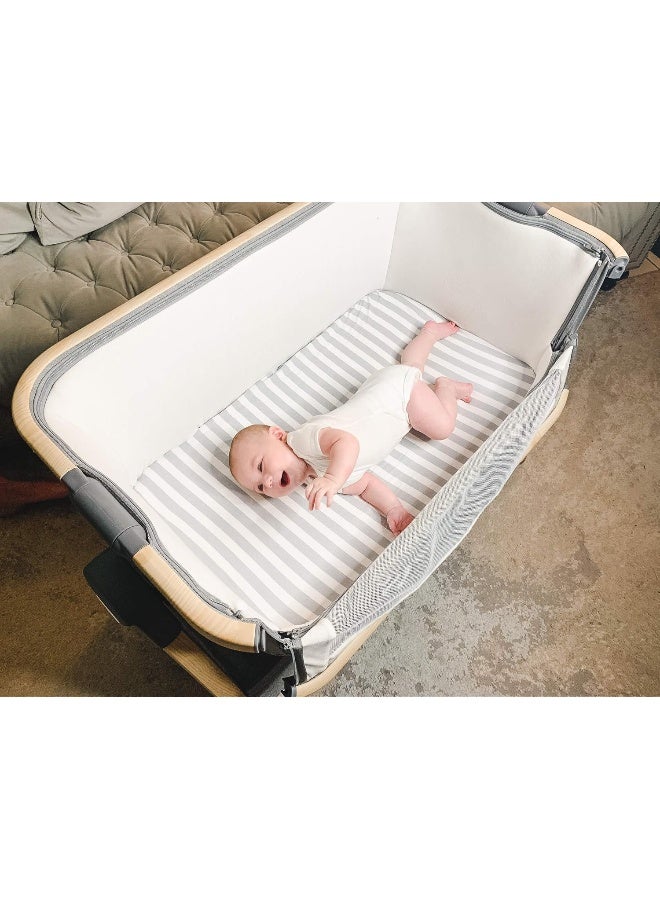 BaeBae Goods Bassinet Bed Sheets – Premium Bassinet Fitted Sheets 4 Pack – 100% Jersey Knit Cotton Cradle Sheets – Bassinet Bedding for Standard Size Oval or Halo Bassinet Pads – Bassinet Sheet for Boy & Girl - Image 2